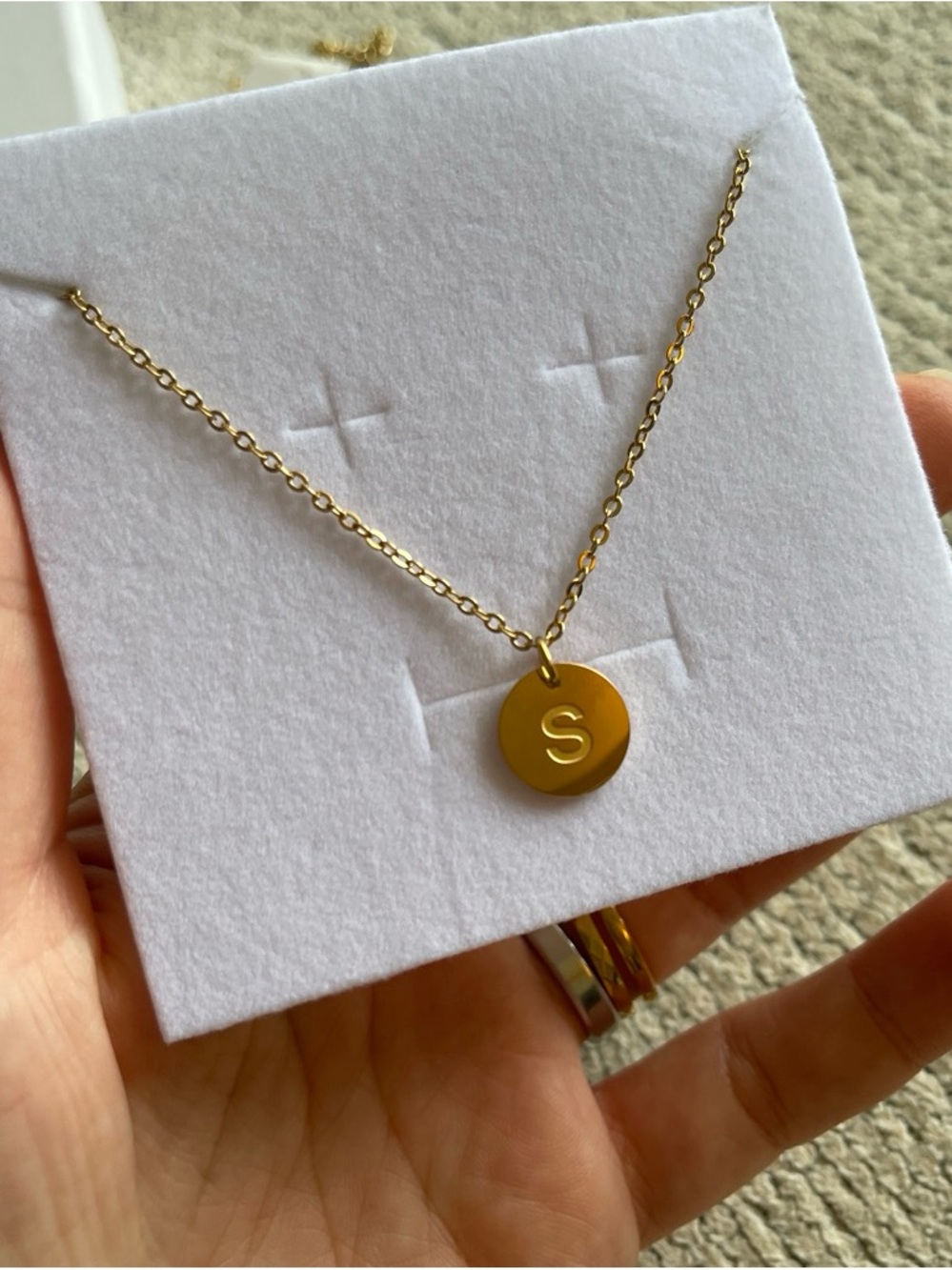 Gold Initial 'S' Disc Necklace - Women's Jewelry